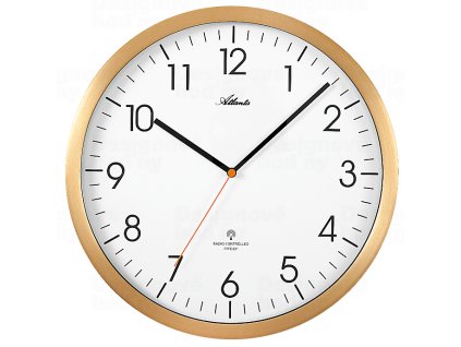 Designové nástěnné hodiny AT4382-9 zlaté řízené signálem DCF