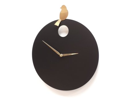 Designové nástěnné hodiny Diamantini&Domeniconi 394 black gold Bird 40cm
