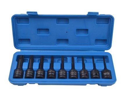 Sada zástrčných úderových hlavic TORX, 1/2", T20 - T70, 9 kusů QUATROS
