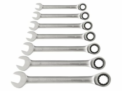 Klíče ráčnové očkoploché, sada 7ks, 8-19mm, ráčna 45 zubů, CrV EXTOL-PREMIUM