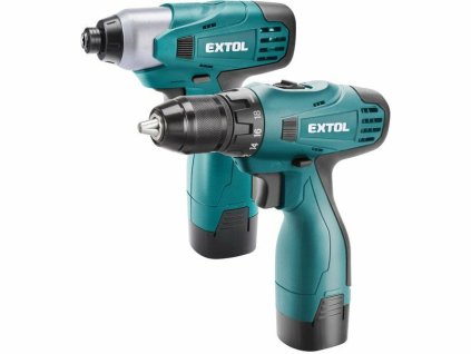 Vrtací šroubovák aku a utahovák rázový aku, 14,4V Li-ion (2x), 1500mAh EXTOL-INDUSTRIAL