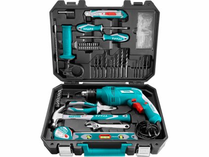 Vrtačka s příklepem a nářadím, 650W, 101ks TOTAL-TOOLS