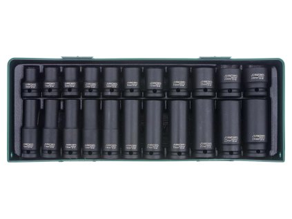 Nástrčné úderové hlavice krátké a dlouhé 1/2", 10-24 mm, v kazetě - JONNESWAY S03A4122SP