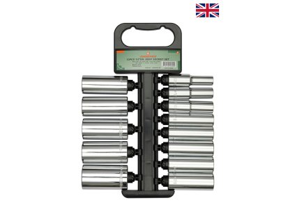 Nástrčné hlavice 1/2", palcové, 6hranné, prodloužené, 13 ks, lišta - JONNESWAY S05HD4213S