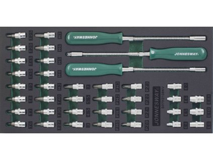 Modul pěnový - zástrčné hlavice 1/4" šroubovákové , sada 38 ks - JONNESWAY S07H2138KV