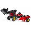 Falk Šlapací traktor 2030M Red Supercharger pedal charger s odpojitelnou vlečkou