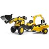 FALK Šlapací traktor 2076N Komatsu s nakladačem, rypadlem a vlečkou - žlutý