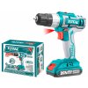 Vrtací šroubovák aku,1x2000mAh, 20V Li-ion, nabíječka 2h, TOTAL-TOOLS