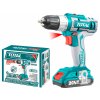 Vrtací šroubovák aku, 1x2000mAh, 20V Li-Ion, TOTAL-TOOLS
