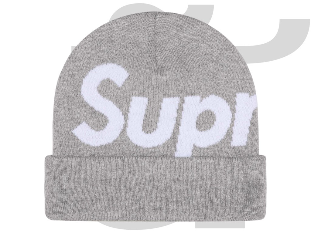 Supreme Big Logo Beanie (Heather Grey) Flace