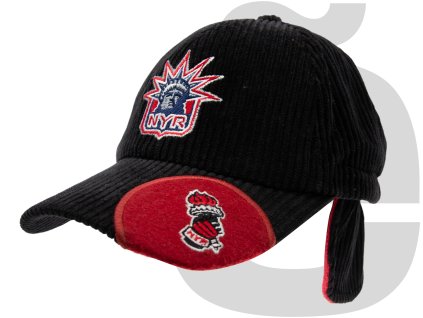 New York Rangers Flap Ears Corduroy Cap (Black)