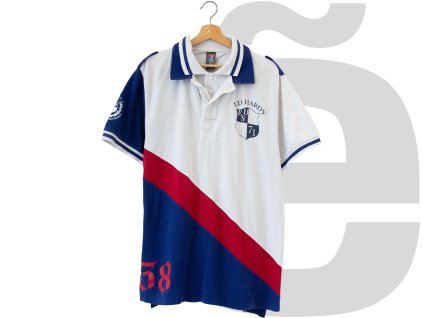 Ed Hardy Double Polo Shirt (Blue/White)