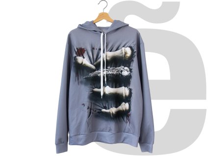 Skeleton Fist Graphic Hoodie (Grey)
