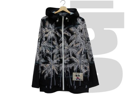 Palm Angels Allover Palms Hooded Jacket (Black/Grey)