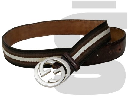 Gucci Canvas Interlocking GG Belt (Brown)