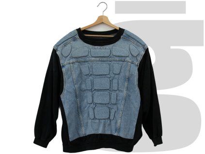 Custom Motorcycle Denim Crewneck (Black/Blue)