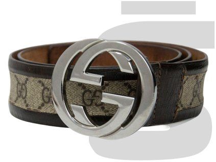 Gucci GG Interlocking Monogram Canvas Belt (Brown)