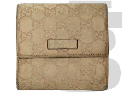 Gucci Monogram Leather Wallet (Beige)