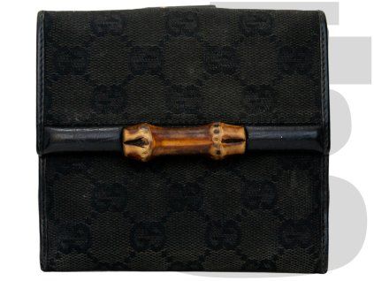 Gucci GG Monogram Canvas Elisse Button Wallet (Black)