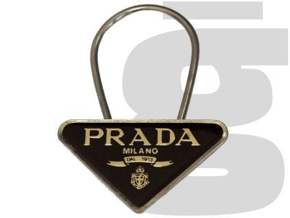 Prada Triangle Logo Keyring (Black)