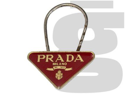Prada Triangle Logo Keyring (Red)