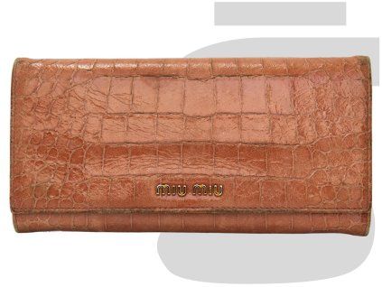 Miu Miu Croc Embossed Continental Wallet (Pink)