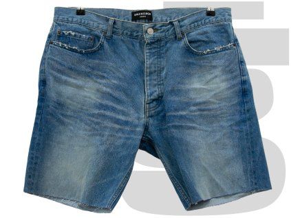 Balenciaga Distressed Denim Shorts (Blue)