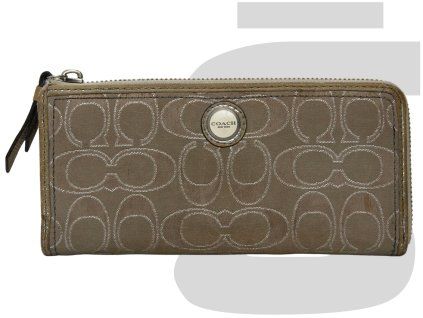 Coach Monogram Zip Long Wallet (Tan)