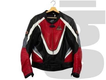 Padana Racing Leather Biker Jacket (Red/Black)