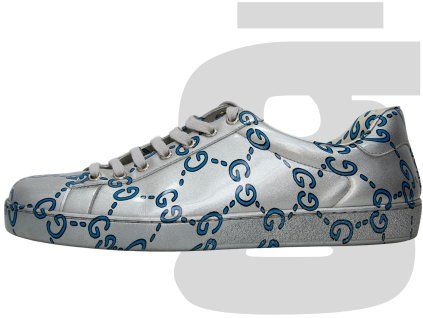 Gucci Ace Low GG Monogram Patent Leather (Silver)