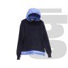 moncler padded accent hooded sweater in navy blue wool and polyamide copy