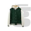 Moncler Hooded Down Zip Hoodie (Green/Heather Grey)
