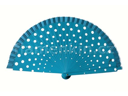 Malý puntíkovaný vějíř MP tyrkysově bílý