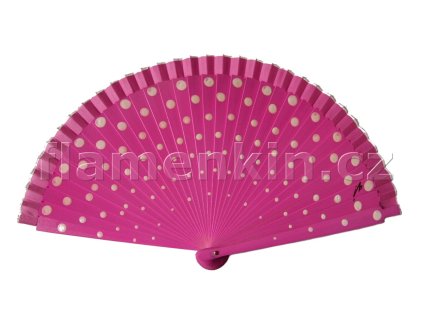 Puntíkovaný vějíř MP fuxia bílá 21 cm