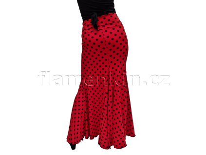 Červená puntíkovaná sukně na flamenco model CALA RN