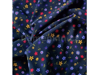 Black Fabric with Floral Design - 4 m