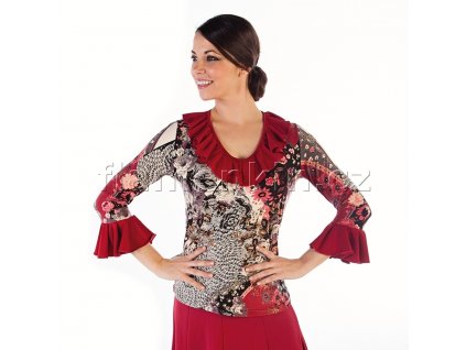 Ladies Colourful Blouse Decorated with Ruffles