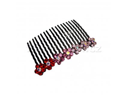 Kovový hřeben do vlasů s kamínky 6x4 cm