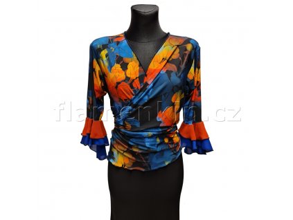 3/4 Sleeve Tie Top with floral pattern LOC 2