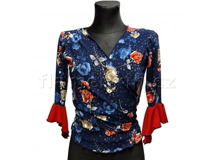 3/4 Sleeve Tie Top with floral pattern MARI