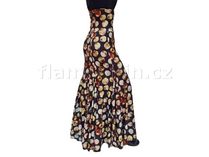 Šestidílná sukně CLAUDIA se šesti velkými klíny béžovohnědé puntíky 2