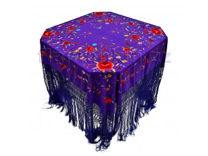Velký fialový manton AGUILA s barevnou výšivkou 1200 1200