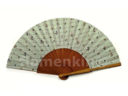 Unvarnished pearwood fan with print MP4602 - more colours