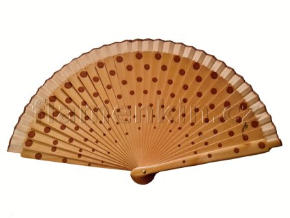 Světlehnědý vějíř s puntíky 21 cm