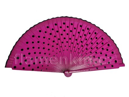 Malý fuxia vějíř s černými puntíky 23 cm