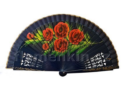 Malovaný vějíř 4632 tmavěmodrý