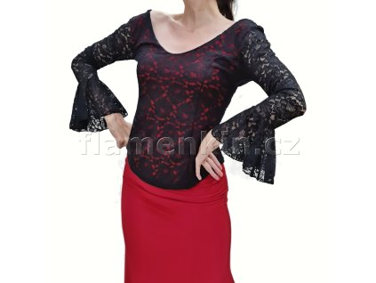Krajková halenka Davedans JABERA černočervená 2