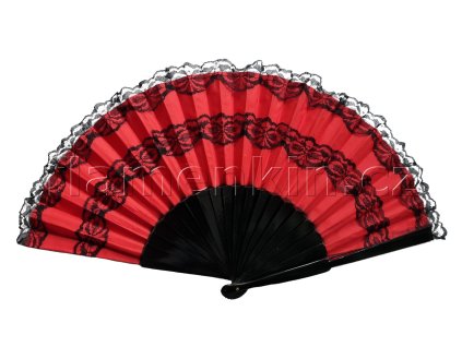 Velký krajkový vějíř ANF černočervený defekt