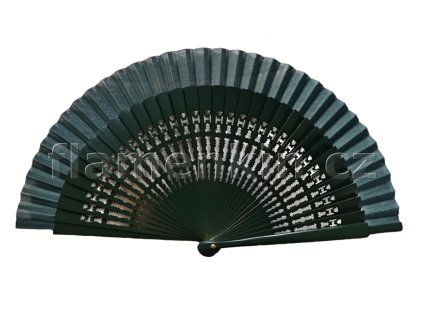 Malý vějíř s vyřezáváním FE sykomora tmavě zelený