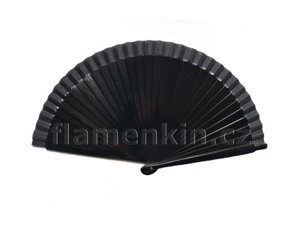 Malý černý hladký vějíř krátká látka FE 19 cm